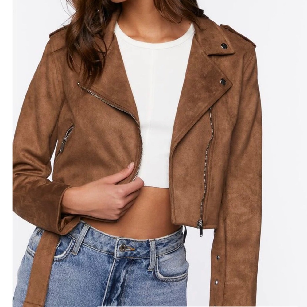 Faux Suede Moto Jacket